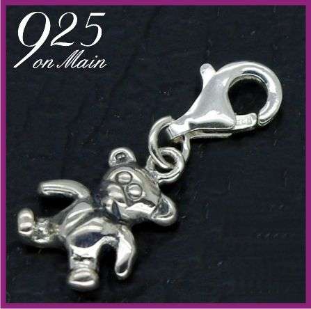 SOLID Sterling Silver Clasp-Style Teddy Charm
