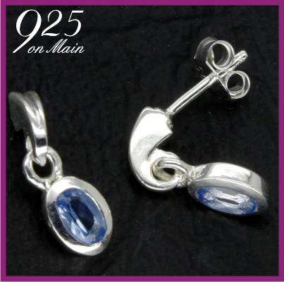 SOLID Sterling Silver Aqua Drop Earrings