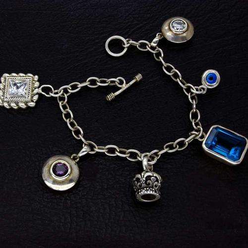 Vintage THICK SOLID Sterling Silver Charm Bracelet