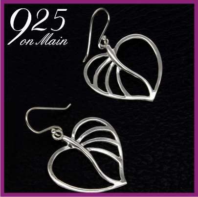 SOLID Sterling Silver Leaf Earrings