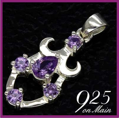 SOLID Sterling Silver Amethyst Pendant