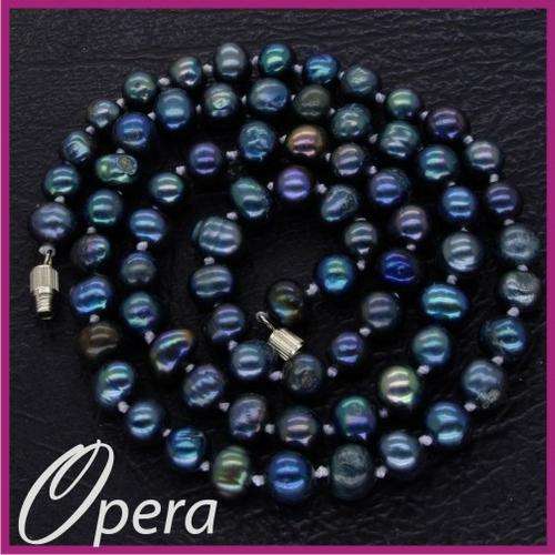 Black Freshwater Pearl Necklace 50cm ** FREE MATCHING EARRINGS **