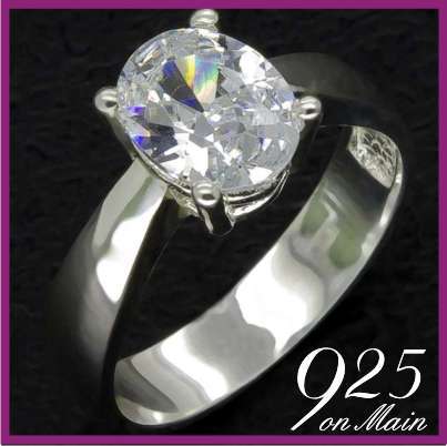 Sterling Silver Classic Solitaire Ring -- Size R