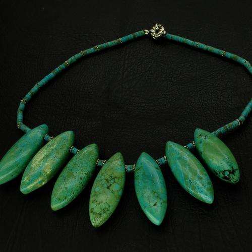 Vintage Turquoise Stone Necklace -- Bold and Chunky