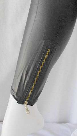 Leather Look Leggings with Zipper Detail