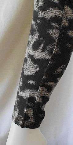 Print Denim Look Leggings with Rhinestone Detail