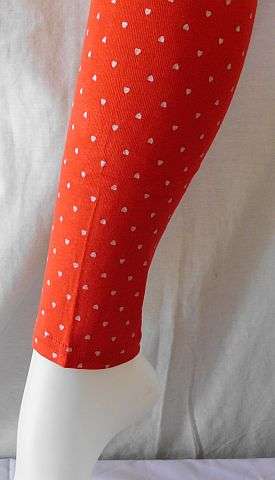 Red Leggings with Tiny Hearts