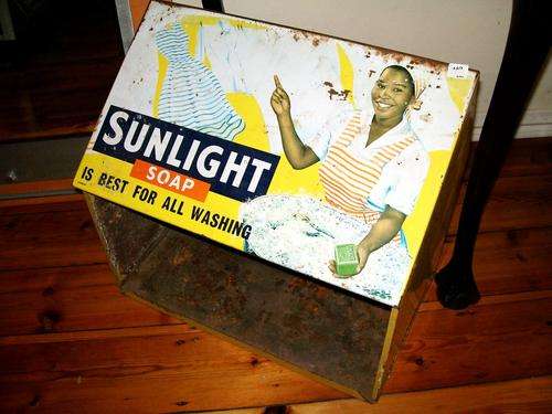 1960s Tin Sunlight Soap Advertising Holder