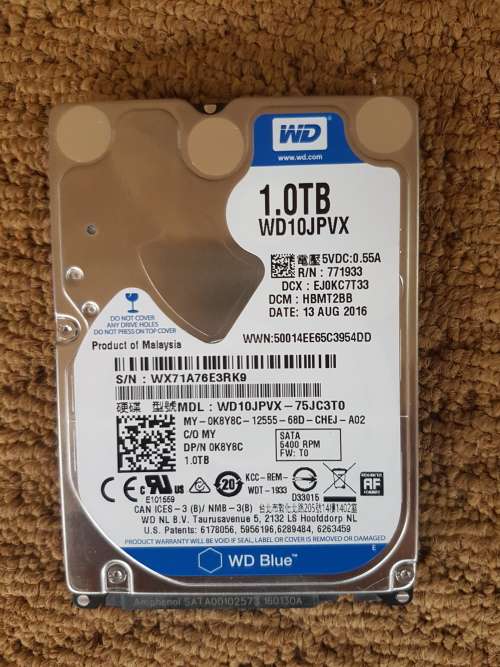 6 X Brand New 1TB WD Blue Notebook Sata Harddrives Bulk