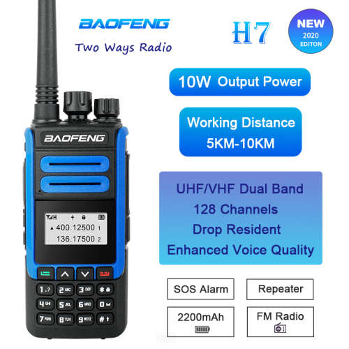 BAOFENG Two-Way Radios Walkie Talkie  H7 New 2020 Edition Durable UHFVHF 10W 128 Chanels