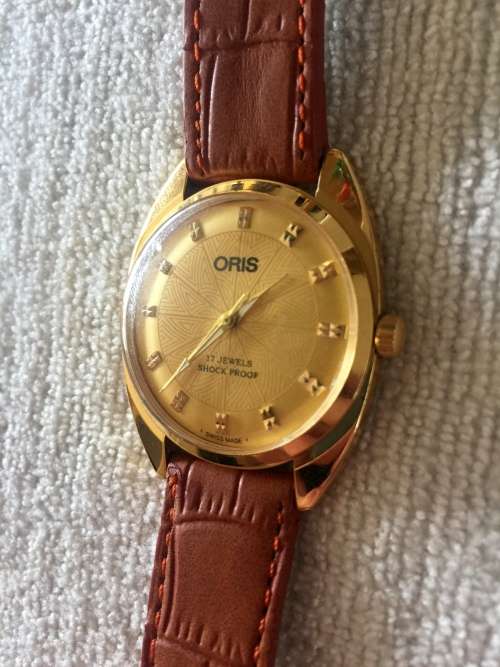 Vintage Oris Manual Wind Watch with patterned dial