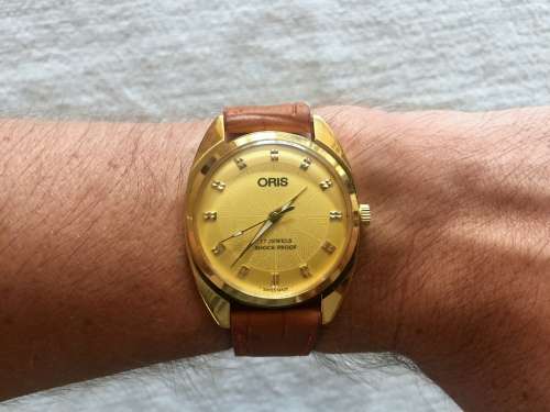 Vintage Oris Manual Wind Watch with patterned dial