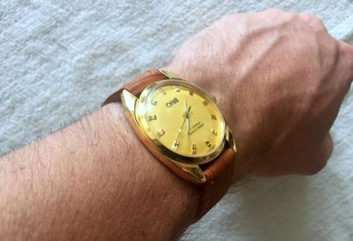 Vintage Oris Manual Wind Watch with patterned dial