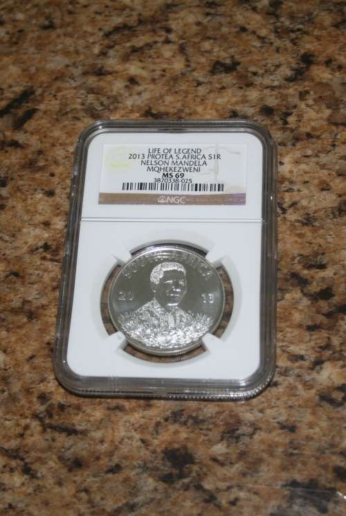 2013 SILVER PROOF  R1 MANDELA MQHEKEZWENI  NGC GRADED MS 69 ONLY 81 IN THIS GRADE