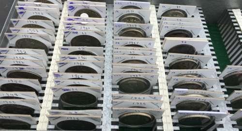 COLLECTION OF SILVER CROWNS AND R1 COINS AS PER CONDITION AND DESCRIPTION BELOW IN STEEL BOX