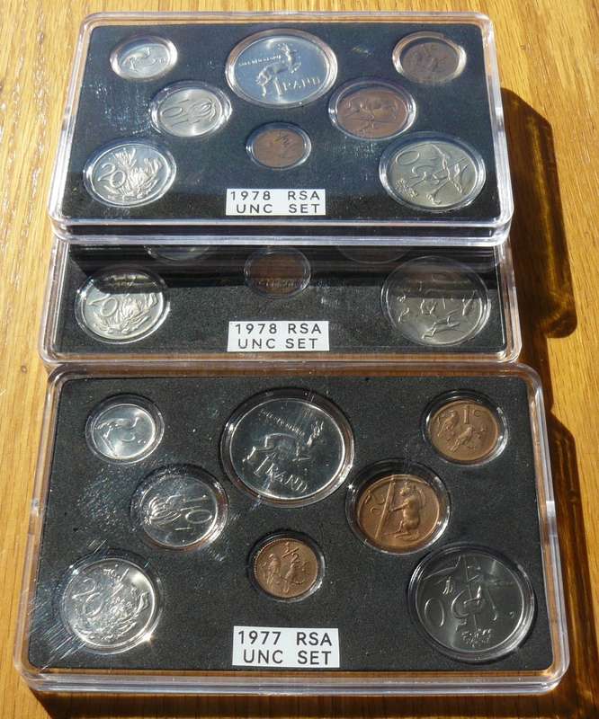 3 UNC SETS 1977 & 2 X 1978 NOTE NICKEL ONE RAND ALL FOR ONE BID