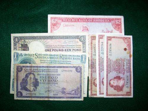 ODD LOT SA NOTES PLUS ONE RHODESIAN NOTE ALL FOR ONE BID