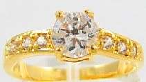 Simulated diamonds in 18k yellow gold overlay Ring