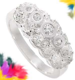 Fashionable cubic zirconium ring set in solid sterling silver Size : 6 (L)