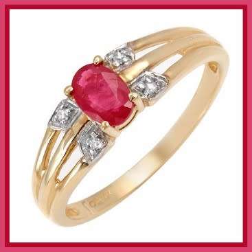 Gold ring 10k yellow gold with ruby and zirconia accents