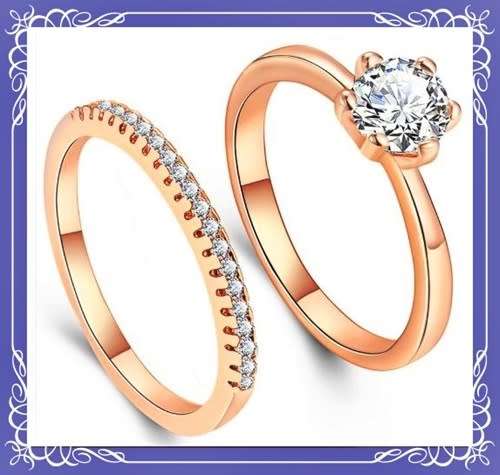 Awesome rose gold zirconia ring set S8