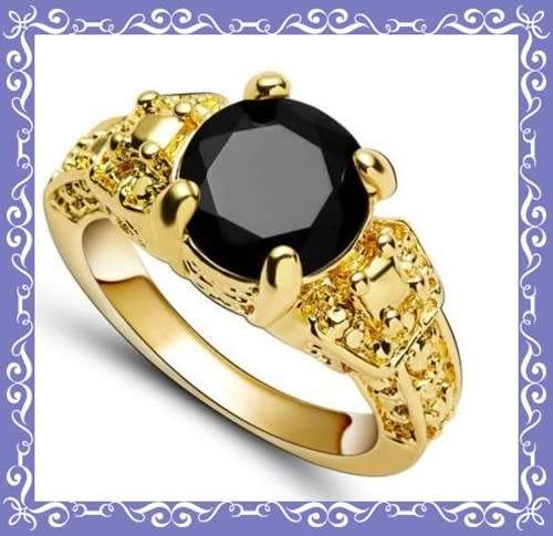 Gorgeous simulated sapphire 18k gold filled ring size 6