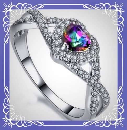 Stunning sterling silver filled mystic topaz ring Size 6