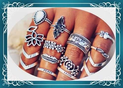 Fantastic Bohemian 13 piece knuckle ring set (midi rings)