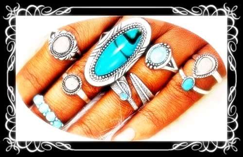 Fashionable Bohemian 7 piece knuckle ring set (midi rings)