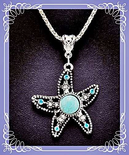 Vintage starfish alloy and rhinestone pendant