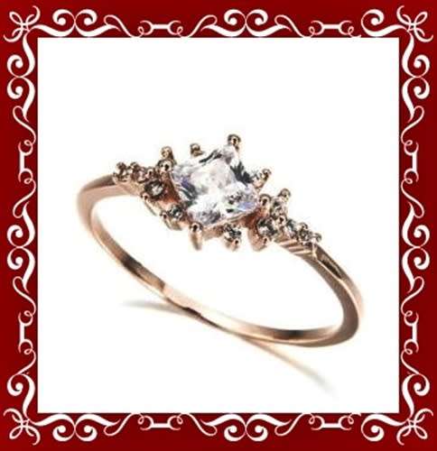 Rose Gold plated simulated diamond ring S6