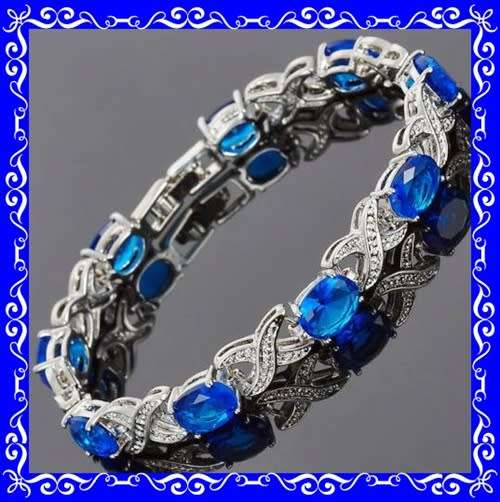 Beautiful white gold and sim sapphire bracelet