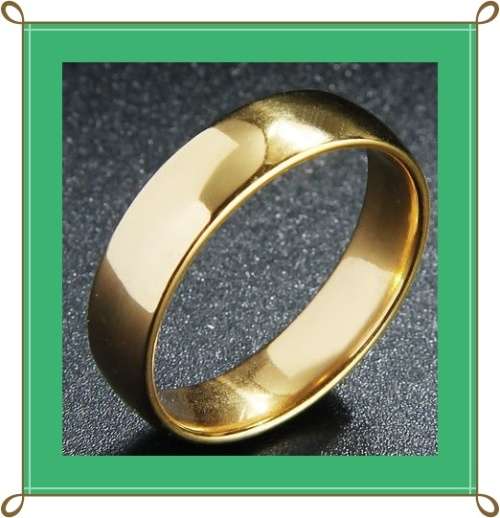 Goldtone stainless steel plain band ring S20 8mm wide