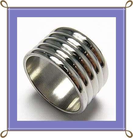 5 striation plain silver stainless steel ring S19 10mm band