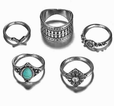 Wonderful 5pc midi ring set (knuckle rings)