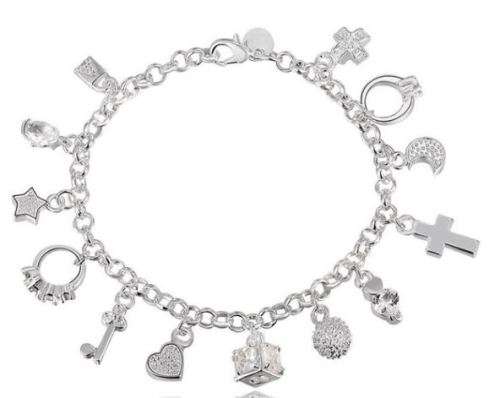 Silver filled charm bracelet 8inch