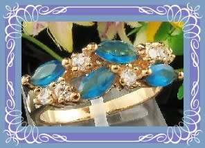 Blue 5 x 4mm Marquise Cut Simulated Sapphire and topaz Ring Size: 8