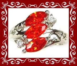 Stunning simulated Ruby & Diamond CZ Engagement Ring 10KT gold overlay  - Size 8