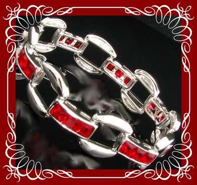 Red simulated ruby princess cut bracelet 175mm
