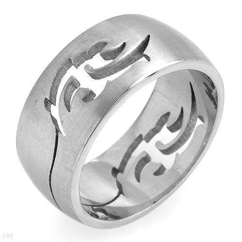Titanium Mens Ring with cut outs  Size 8