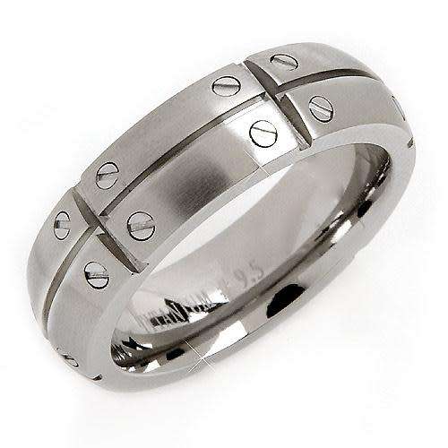 Titanium Men`s ring with rivet design