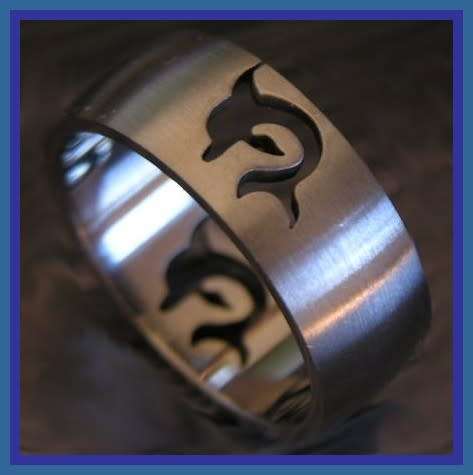 Stunning Stainless Steel Dolphin cut out Ring