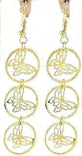 Beautiful dangling butterfly earrings for pierced ears