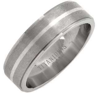 Elegant gents ring designed in Titanium with solid sterling silver inlay