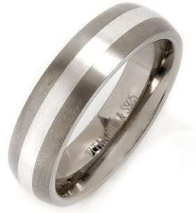 Majestic gents comfort fit ring in Titanium and sterling silver