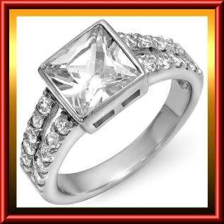 Stunning sterling silver ring set with 6.25ctw cubic zirconium  Size : 8.5