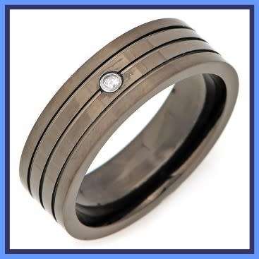 Awesome Titanium Gents Ring with stone inset