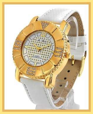 Ma bella crystal and leather watch