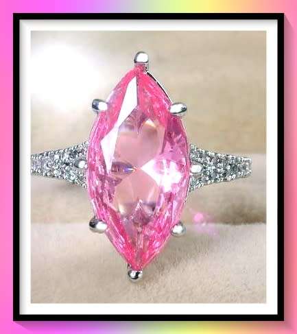 Luxury chunky pink stone ring size 9