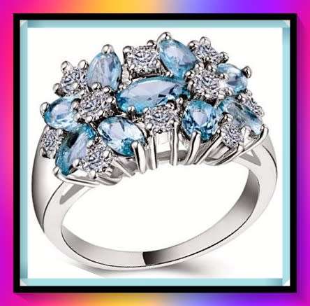 Baby blue zirconia simulant ring size 10